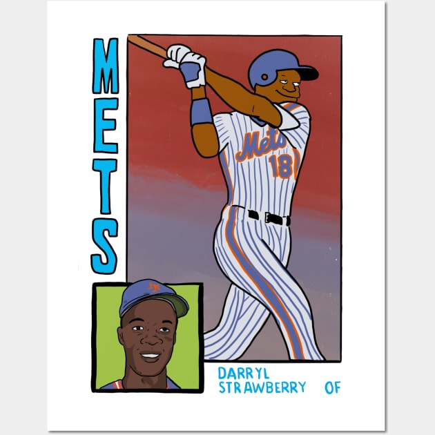 Darryl Strawberry - Homer at the Bat Simpsons Baseball Card Tee Wall Art by cousscards